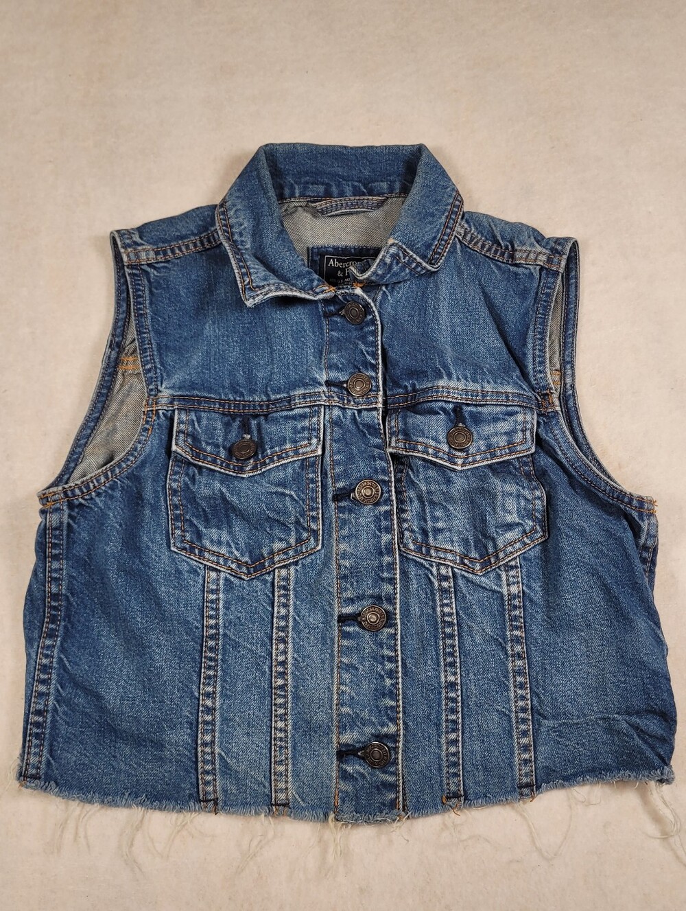 Abercrombie Fitch Womens Denim Vest Cropped Size Small